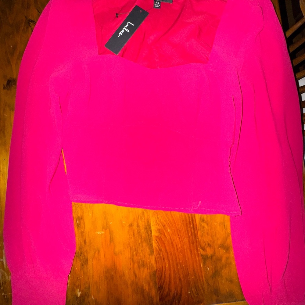 Lulus NWT Vibrant Pink Long Sleeve Top